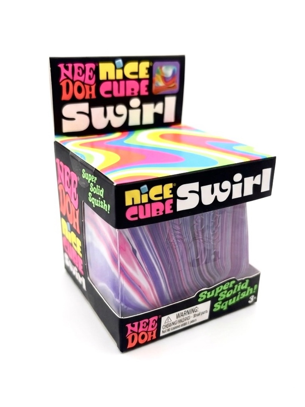 Nee Doh needoh Nice Cube Swirl Super Solid Squish! - Purple, Pink, White